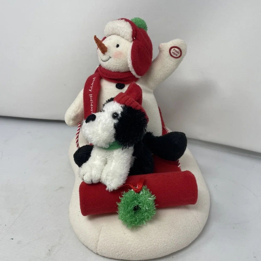 Hallmark Sleigh Ride Jingle Pals Plush Snowman Penguin Dog Animated‎ Sings 2007